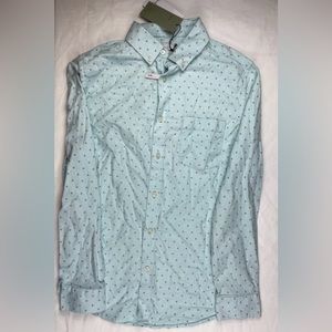 Men’s Goodfellow Soft Northrop Blue Dot Button Down Shirt M Slim Fit
